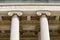 Pillars and frescoes on the frieze of the National and Kapodistrian University of Athens.