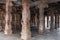Pillars inside mandapam in front of sanctum at Krishna Temple, Hampi, Karnataka, India