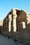 Pillars, reliefs and statue at the Edfu Temple. Nubia, Egypt
