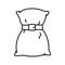 Pillow dress icon. Linear logo of quarantine pillow challenge. Black simple illustration of soft pillow, tightened by belt.