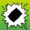 Pillow sign illustration. Black Icon on white popart Splash at green background with white spots. Illustration