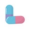 Pills of a blue with pink and purple color