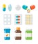 Pills capsules icons vector flat set. Medical vitamin pharmacy vector