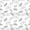 Pills and capsules seamless pattern background, wallpaper, paper. sketch hand drawn doodle. monochrome minimalism. medicine,