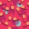 Pills and capsules seamless pattern, pop modern design, bold colors and geometry