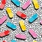 Pills and capsules seamless pattern, pop modern design, bold colors and geometry