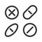 Pills and drugs vector line style icon set