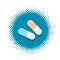 Pills icon on halftone round shape