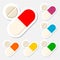 Pills icons stickers set
