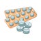 Pills isolated flat vector illustration. Pill in Blister Pack. Drugs, medical pills on white background. Pharmaceutical symbols