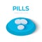 Pills isometric icon. Pharmaceutical medicine tablets. Created For Mobile, Web, Decor, Print Products, Application. Perfect for