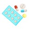 Pills and medicine capsule and tablet isolated medical objects