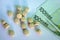 Pills and money, abstract business medical