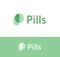 Pills simple logo concept for painkiller, antibiotic, vitamin supplements and other health care chemistry. Abstract