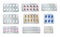 Pills Tablets Capsules Blister Realistic Icon Set