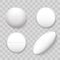 Pills vector 3D realistic isolated icons on transparent background. Set of drug pill in round oblong for pharmaceutical medicine