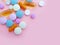 Pills vitamins a colored background medication prescription