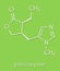 Pilocarpine alkaloid drug molecule. Used in treatment of glaucoma and dry mouth xerostomia. Skeletal formula.