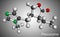 Pilocarpine, molecule. It is natural alkaloid, used on the eye to treat elevated intraocular pressure, glaucoma. Molecular model.