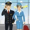 Pilot and air hostess in uniform at airport