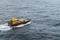 Pilot boat leaving ship on Tasman Sea, Australia.