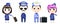 Pilot, captain, crew and stewardess in uniform cartoon character.