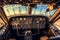 pilot captain plane aircraft transportation airplane travel aviation flight cockpit. Generative AI.