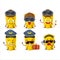 Pilot cartoon mascot yellow chalk with glasses