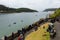 Pilot Gig Racing rowing event at Salcombe Devon England uk on Sunday 31st May 2015