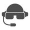 Pilot helmet solid icon. Aviator jet mask with glasses and microphone symbol, glyph style pictogram on white background