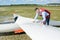 Pilot looking at wing sailplane