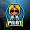 Pilot mascot esport logo design