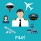 Pilot profession and aircraft icons