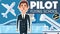 Pilot professional flying school vector poster