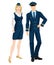 Pilot and stewardess in formal clothes
