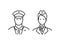 Pilot and stewardess line icons