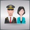 pilot and stewardess. Vector illustration decorative design