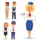 Pilots and stewardess vector illustration airline character plane personnel staff air hostess flight attendants people