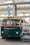 Pilsen, Czech Republic - Oct 28, 2019: Interior exhibitions in the Techmania Science Center. Old trolleybus as one of the exhibits