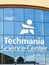 Pilsen, Czech Republic - Oct 28, 2019: Sign and logo of Techmania Science Center on the main entrance window of the center in