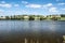 Pilska water reservoir with countryside around near Zdar nad Sazavou city in Czech republic