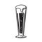 Pilsner beer glass. Hand drawn vector illustration on white background.