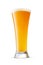 Pilsner glass of fresh yellow wheat unfiltered beer with cap of foam isolated on white