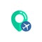 pin of airport location icon vector design. pin map sign with plane symbol design