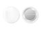 Pin badges. White round blank button. Souvenir magnet badging mockup. Vector stock illustration