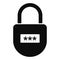 Pin code padlock icon, simple style