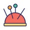 Pin cushion, needle, pin, sewing fully editable vector icon