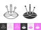 Pin Cushion simple black line vector icon