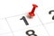 Pin on the date number 1. The first day of the month is marked with a red thumbtack. Pin on calendar