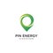 Pin energy logo design illustration, location, pin, map, modern, gradient, Premium Vector